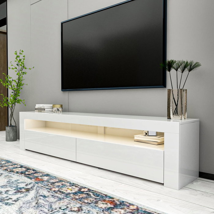 Hanah Home Soporte para TV Blanco con Luces LED